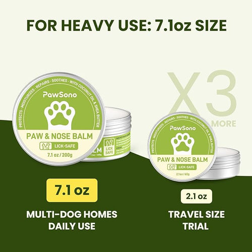 (7.1 oz / 200 g) Lick-Safe Dog Paw & Nose Balm with Coconut Oil | All-Natural Paw Cream & Wax for Dry, Cracked Pads & Snouts| Paw Moisturizer & Soother, Nose Butter for Bulldogs| Horse Hoof Care