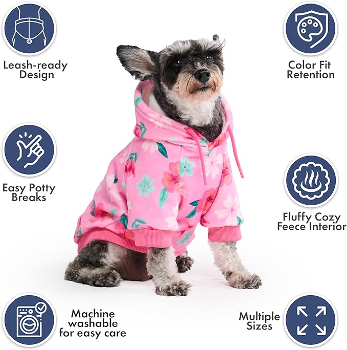 Spark Paws Dog Hoodie – Premium Dog Sweater for Small, Medium, and Large Dogs | Warm Outfits for French Bulldogs, Pitbull, Puppy, Winter Jacket Alternative - Blossom - L