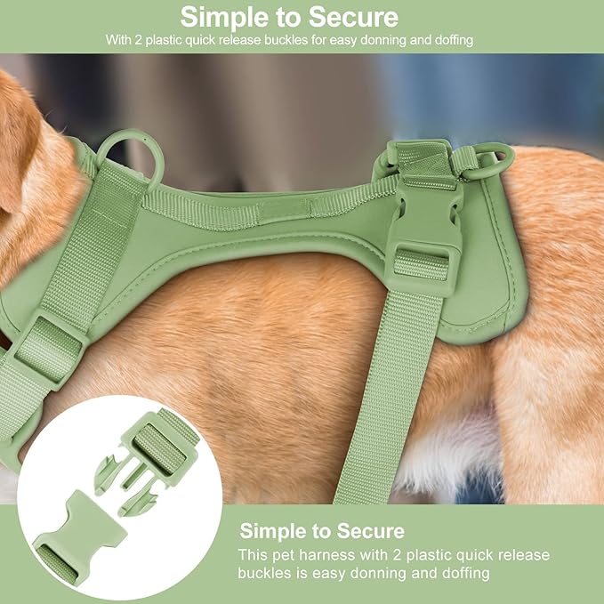 Wisedog No Pull Lightweight Dog Vest Harness with Soft and Comfortable Cushion, Breathable Mesh, for Small Medium Large Dogs Walking (XS(Neck: 7.48"-10.63";Chest: 10.63"-15.35"), Sage Green)