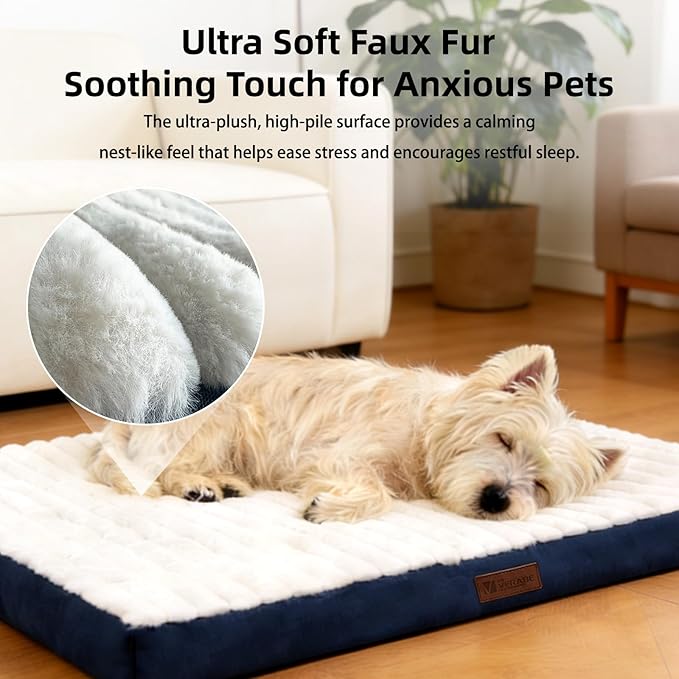 Orthopedic Dog Bed with Firm High-Density Egg Crate Foam Mattress,Machine Washable Cover & Non-Slip Bottom for Small Breeds & Toy Dogs (Blue, 23" L x 17" W x 3" H)