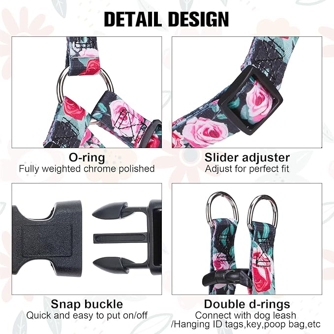 BEAUTYZOO No Pull Dog Harness and Leash Set - Adjustable Step-in Puppy Harness for Small Medium Large Dogs, Escape Proof Soft Nylon Vest with Double D Ring for Walking Running Training, Black XS
