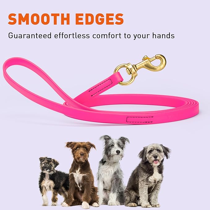 Viper Biothane K9 Working Dog Leash Waterproof Lead for Tracking Training Schutzhund Odor-Proof Long Line with Solid Brass Snap for Puppy Medium and Large Dogs, 20ft Passionfruit Pink