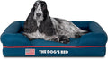 The Dog’s Bed Orthopedic Memory Foam Dog Bed with Bolsters, Oxford Fabric, Blue with Dark Red Trim, Medium