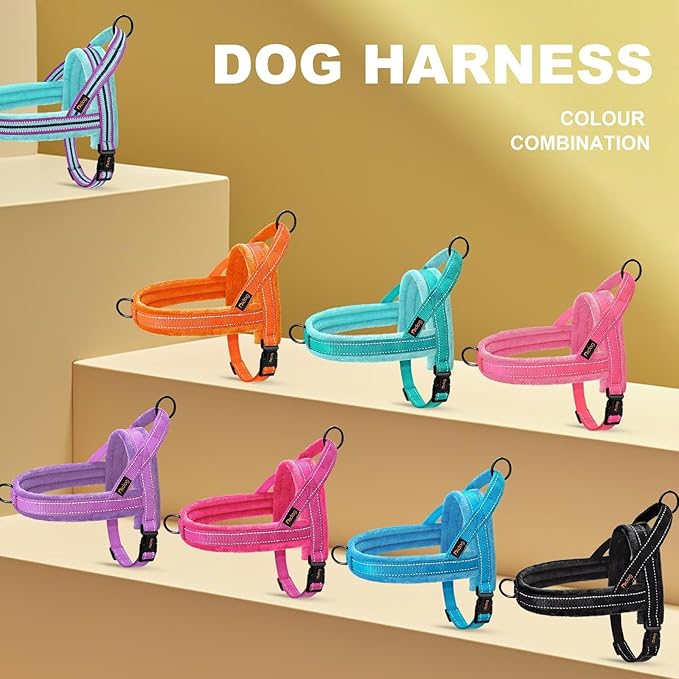 Didog Soft Flannel Padded Dog Vest Harness, Escape Proof/Quick Fit Reflective Dog Strap Harness,Easy for Training Walking,Hot Pink S Size
