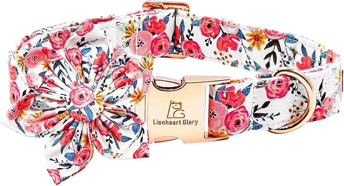 Lionheart Glory Floral Dog Collar - Soft, Durable & Adjustable for Large Dogs