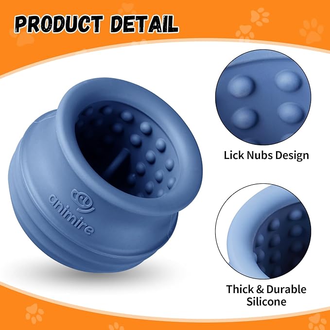 Treat Dispensing Dog Toy, Long-Lasting Interactive Puzzle Toys for Dogs, Stuffable Dog Enrichment Frozen Lick Treat Toy for Boredom, BPA Free Silicone Fetch Catch Chew Toy (Dark Blue,L)