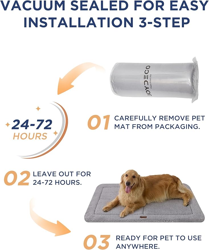 Joydeco Low Profile Dog Crate Mat Reversible Bed Pad, Washable Dog Pad Mat with Ultra Soft Fleece, Compact Design Kennel Beds Mats for Extra-Large Medium Small Pets, 41" x 28" Gray