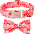 Unique Style Paws Valentine's Dog Collar with Bow Love Heart Cotton Puppy Collars Wedding for Small Medium Large Dogs