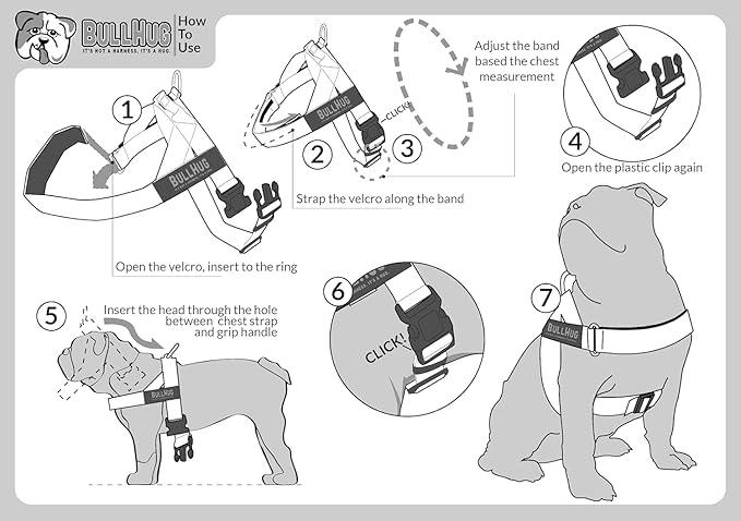 BULLHUG Adjustable Dog Harness– No Pull, No Choke – for English Bulldogs, French Bulldogs, Pugs & Broad-Chested Breeds – Easy, Safe Walks (Pizza, Large)