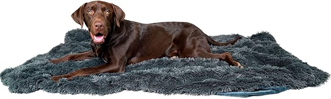 PawProof Fuzzy Pet Throw Blanket - Waterproof Blanket for Dogs & Cats - Faux Fur & Ultra-Soft Microsuede - Grey S Size (28"x38")