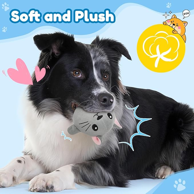 Squeaky Dog Toys – 5-Pack Soft Stuffed Plush Dog Toys with Squeakers for Small, Medium, and Large Dogs, Indoor Play Set to Keep Them Busy