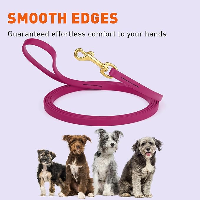 Viper Biothane K9 Working Dog Leash Waterproof Lead for Tracking Training Schutzhund Odor-Proof Long Line with Solid Brass Snap for Puppy Medium and Large Dogs, 15ft Magenta Pink