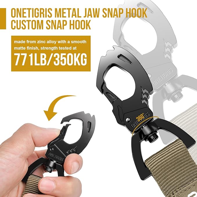 OneTigris Tactical Dog Training Bungee Leash with Control Handle Quick Release Nylon Leads Rope (Tan)