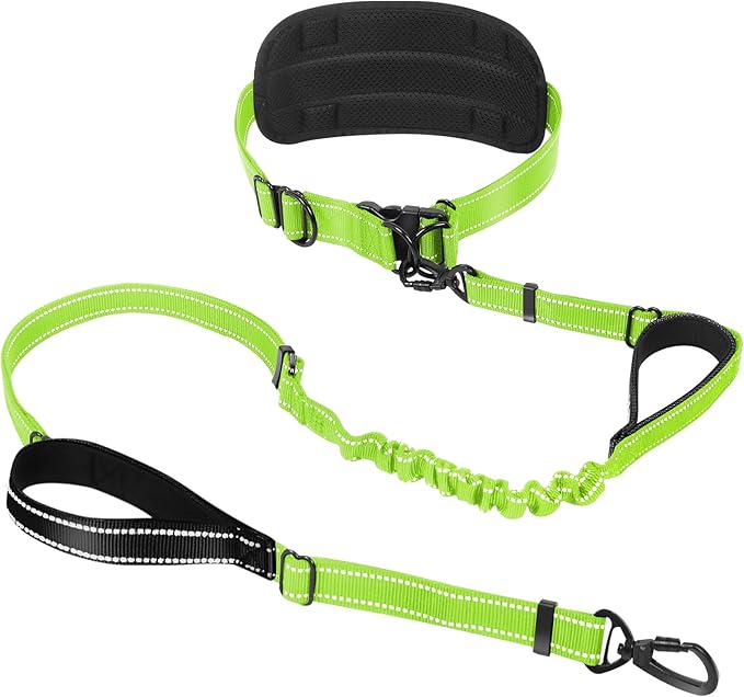 Hands Free Dog Leash, Waist Bungee Leash for Large Dogs, 6-8ft Adjustable Heavy Duty Leashs(50-120 lbs)