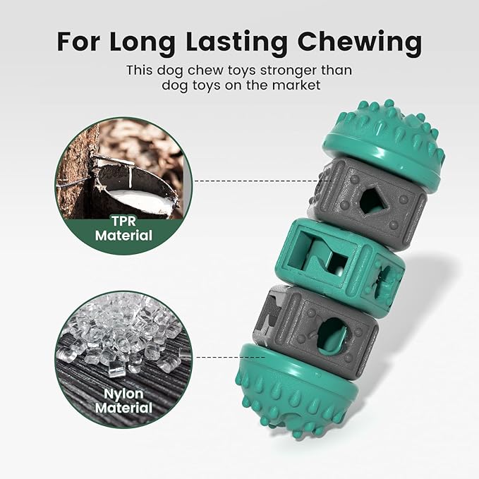 Gardner Pet Dog Puzzle Toys,Treat Food Dispensing Toy With Clean Teeth Protrusions,Durable Nylon Slow Feeder Enrichment Toys for Puppy/Small Dogs for Teething/Gaming/Training to Keep Them Busy,Green ﻿