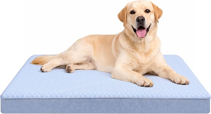 Orthopedic Memory Foam Dog Bed,Cooling Dog Beds for Dogs, Washable Pet Beds for Crate with Faux Fur Cover, Waterproof Lining, (X-Large: 41" x 29" x 4", Cooling Surface)