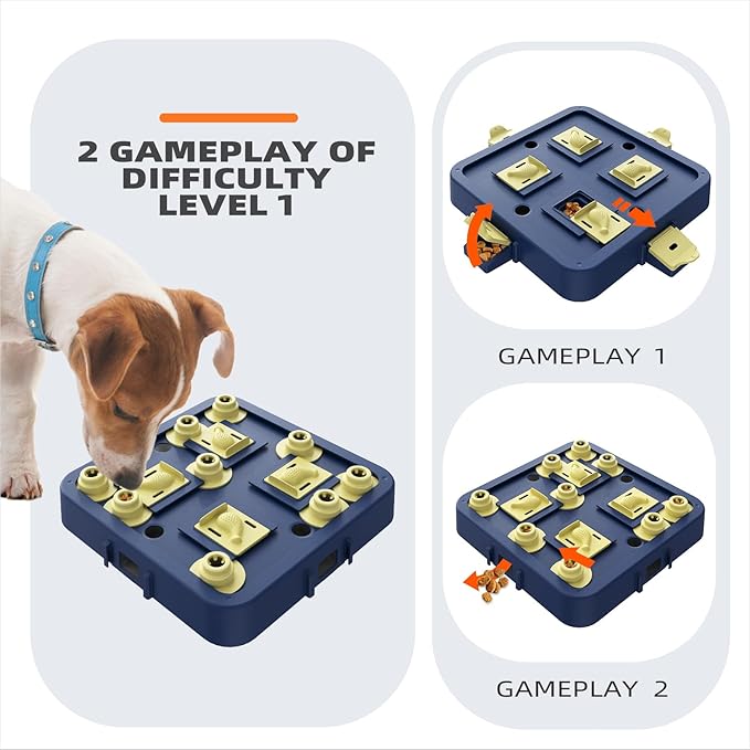 KADTC Dog Chess Puzzle Toy, U.S. Brand & Design - 3 Levels of Step-by-Step Challenge,Easy-to-Advanced for Smart Dogs Interactive Boredom Buster Mental Stimulation Enrichment Puppy Treat Brain Games