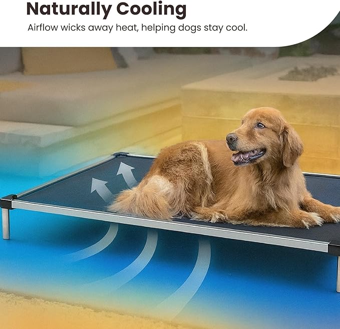 K9 Ballistics Chew Proof Elevated Cooling Dog Bed - Made for Aggressive Chewers, Virtually Indestructible, Ripstop Fabric with No Padding, Pre-Assembled - Large, Seasonal (Old) Black