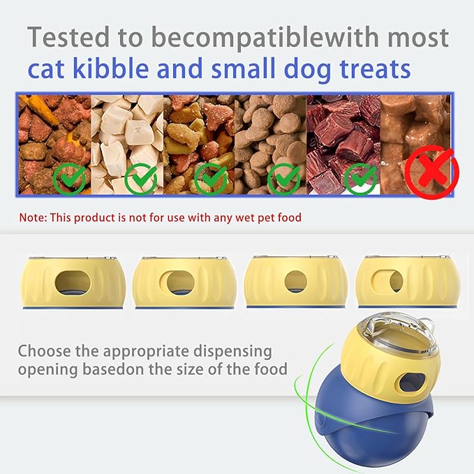 Interactive Pet Toys, Fun Tumbler Puzzle Toys with Food Dispense for Cat,Small Dogs and Other Pets, Interactive Chase Treat Ball Playing Indoor for Cats and Mini Puppies in Safety (Owl Shape)