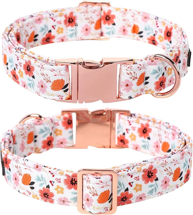 Lionet Paws Design Dogs Collar Cute Flower Sailor Bow Dog Collars for Girl Female Small Medium Dogs with Summer Floral XS