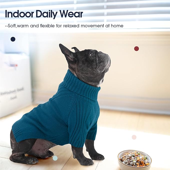 IECOii XL Dog Sweater,Winter Doggy Clothes for Large Dogs Girl Boy,Warm Pullover Soft Dog Sweater Turtleneck,Lightweight & Good Stretch for Active Dogs Like Beagle,Border Collie (Peacock Blue,XLarge)