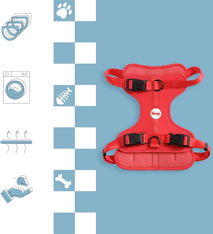 HNS1003M Arlo Large Adjustable Soft Padded No Pull Pet Harness with 3 Buckles and 3 Leash Clips, Shirley