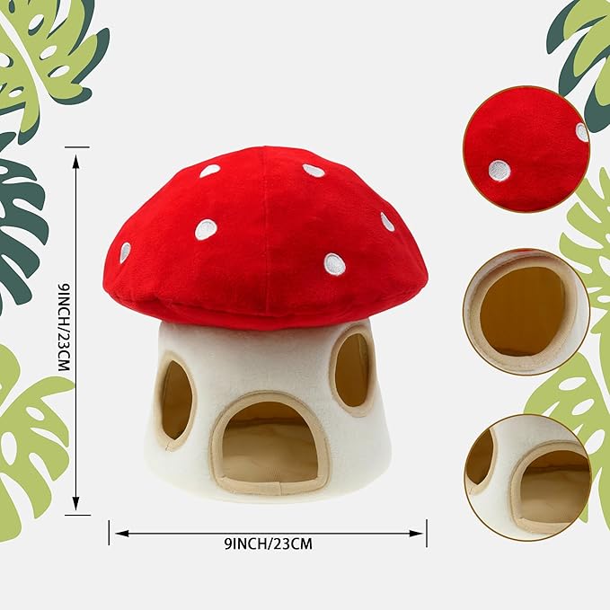 Dog Hide and Seek Toys Puppy Chew Squeaky Toys Plush Mushroom&Bamboo&Shell Hideout Stuffing with Squeakers Animals (Mushroom Hideout with 5 Hedgehog Brown)