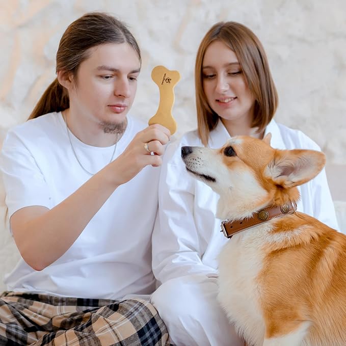 Wildfang® Leather Dog Toy, Medium– Soft Dog Toy & Dog Chew Toy for Gentle Chewer, Puppies & Senior Dogs with Sensitive Teeth – Non-Toxic, Stuffless Leather Bone, 5 mm for Dog Over 22-33 lbs, Pack of 3