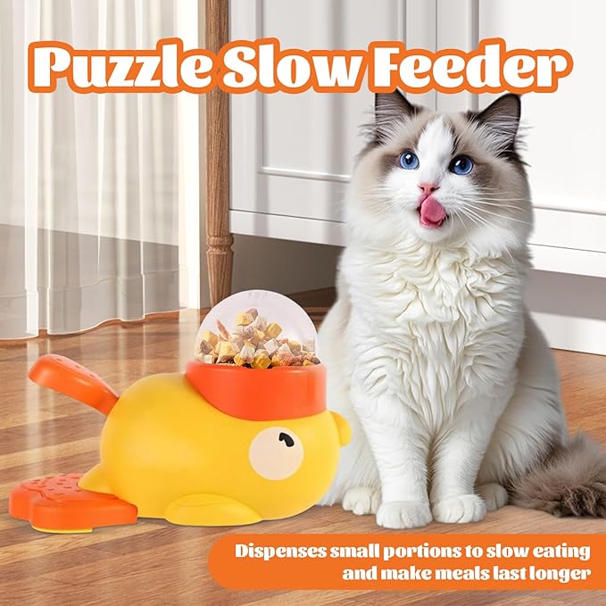 Interactive Duck Dog Treat Dispenser Toy – Slow Feeder Puzzle for Dogs with Bonus Chew Rope Toy, Tail Press Food Dispenser, Fun Training & Enrichment Feeder, Easy to Clean (White)