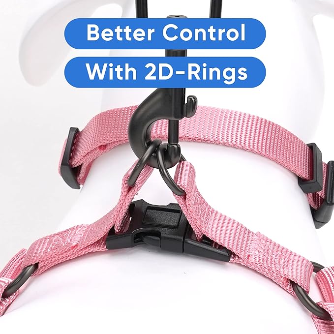 Pawtitas Solid Step-in Dog Harness – Adjustable No-Pull Vest for Puppies to Seniors, Safe & Comfortable M Millennial Pink
