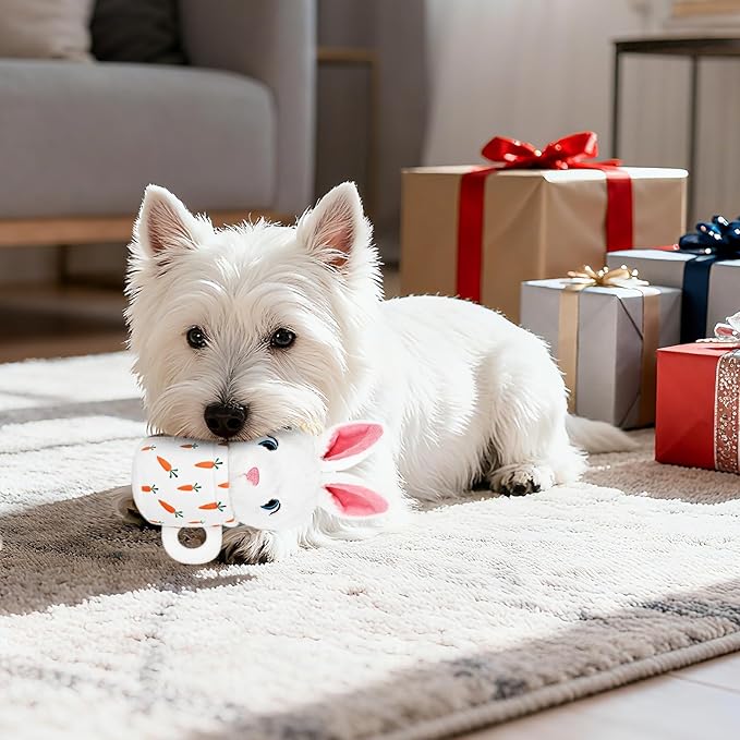 Christmas Dog Toys with Squeaker for Large Breed Interactive Dog Chew Toys for Puppies Small and Large Dogs Rabbit Squeaky Dog Training and Reduce Boredom (Cup Rabbit