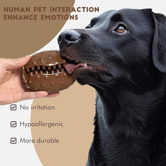 Interactive Dog Toys for Chewers, Teething Cleaning Toys for Dog, Mentally Stimulating Tug of War Training Toy, Puzzle Treat Food Dispensing Ball for Small Medium Large Dogs (Coffee Bean Shape)