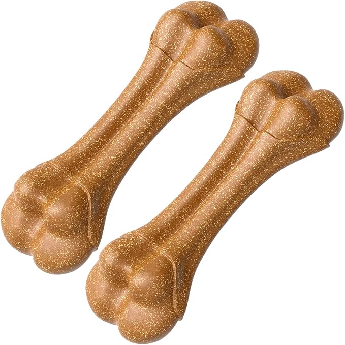 SCHITEC Dog Bone Chew Toys for Small Dogs & Puppies, Beef Flavor Teething Toy, Durable Dog Toys for Aggressive Chewers, Teeth Cleaning, 2Pcs