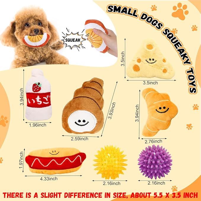 Hungdao 80 Pcs Dog Toys Bulk Squeaky Dog Gifts for Medium Small Puppy Stuffed Plush Chew Ball Toys Small Pet with Squeakers for Puppies Teething(Fashion Style)