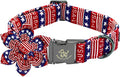 Elegant little tail Independence Dog Collar, Patriotic Pet Collar with Flower American 4th of July Pet Gift Cotton Soft Boy Girl Adjustable Collars for Medium Dogs