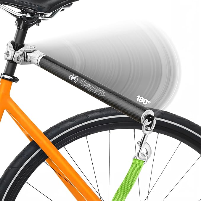 V2.0-180° Rotating Dog Bike Leash - with Shock Absorbers and Quick Attach Mechanism | Carbon Fiber | Detachable, Adjustable for The Smoothest Ride- Patent Pending (Green)