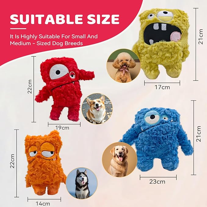 Monster Plush Squeaker Dog Toy Surprise Box - Crinkle Stuffed Animal for Small & Medium Dogs - Interactive Play & Cuddling Gifts - Keep Them Busy