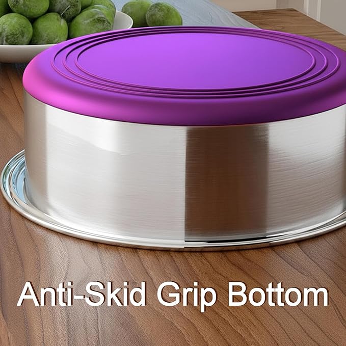 Deep Stainless Steel Non-Skid Dog and Food Bowls, Each Holds Up to 2 Cups, Set of 2 Packs(5.5 x 1.9 Inches)