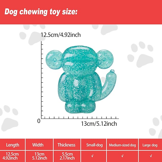 Monkey Dog Chew Toy, Indestructible Dog Rubber Toy for Medium & Large Dogs, Tough No Stuffing Puzzle Toy, Anxiety Relief & Dental Care, Interactive Cognitive Toy, 4.92inch (Green)