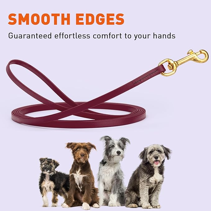 Viper Biothane K9 Working Dog Leash Waterproof Lead for Tracking Training Schutzhund Odor-Proof Long Line with Solid Brass Snap for Puppy Medium and Large Dogs, 15ft Merlot Burgundy