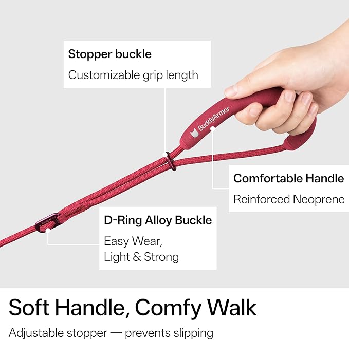 Hands Free Cat Leash Lightweight 4.1-7.2FT Adjustable Durable Rope Leash with Padded Handle, Versatile Crossbody Waist Lead for Cats Puppy ≤26lbs Outdoor Walking (Burgundy, S)