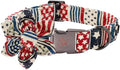 Elegant little tail US Flag Dog Collar, Cute Detachable Dog Collar with Flower, Gift Pet Collar Adjustable Dog Collar for Large Dogs