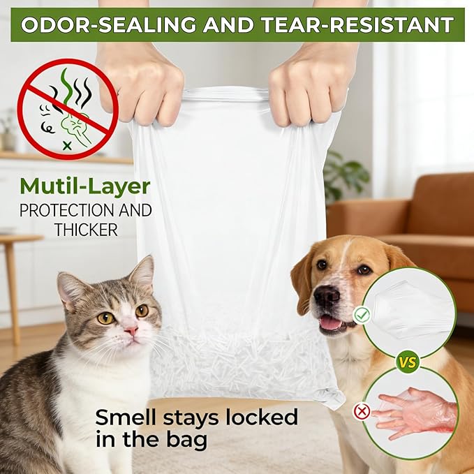 Odor Sealing Dog Poop Bags (220 Bags) Unscented & Durable Dog Waste Bags, Block Smells [Size:S, Color:White]