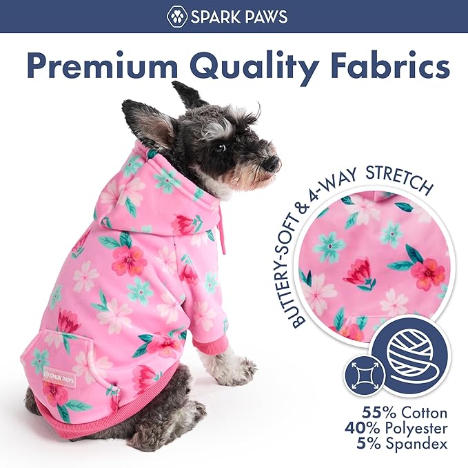Spark Paws Dog Hoodie – Premium Dog Sweater for Small, Medium, and Large Dogs | Warm Outfits for French Bulldogs, Pitbull, Puppy, Winter Jacket Alternative - Blossom - L