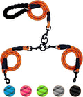 Dual Dog Leash - 2 Way, 360 Swivel No-Tangle Walking Leash for Dual Dogs, Orange Reflective Double Leash