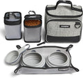 Cleverpup, Small 7-Piece Bistro Box Dog Food Travel Kit, 6-Cup BPA-Free Kibble Storage, 2 Silicone Bowls, Mat & Scoop - Portable Pet Food Kit for Weekends, Overnights, Daycare & Camping, Heather Grey