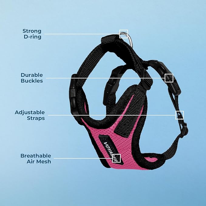 Voyager Step-in Pet Harness - All Weather Mesh, Adjustable Step in Harness for Cats and Dogs by Best Pet Supplies - Fuchsia/Black Trim, M