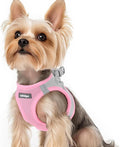 rabbitgoo Small Dog Harness, Step-in Soft Mesh Puppy Vest with Safety Buckle, Breathable Reflective Pet Harness for Small Sized Dogs, Pink & Gray XS