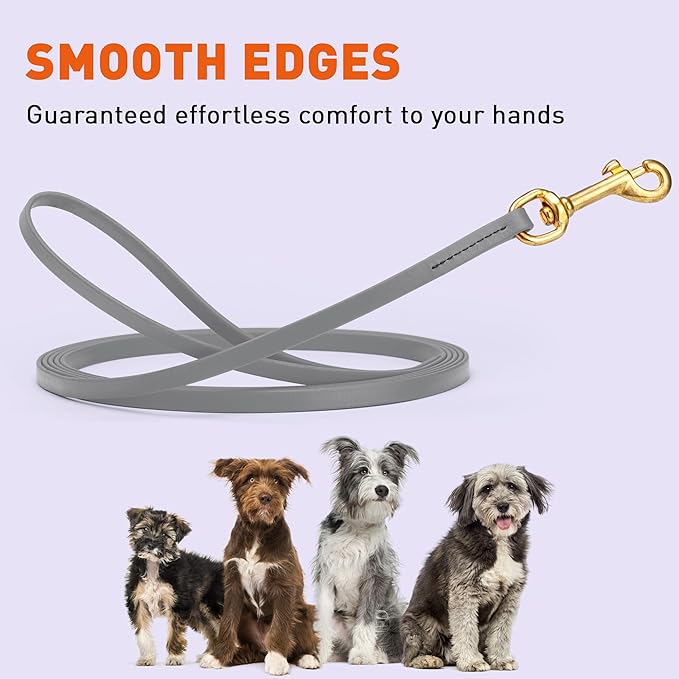 Viper Biothane K9 Working Dog Leash Waterproof Lead for Tracking Training Schutzhund Odor-Proof Long Line with Solid Brass Snap for Puppy Medium and Large Dogs, 20ft Battleship Gray
