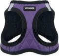 Best Pet Supplies - All Weather Plush, Reflective, No Pull Harness for Small, Medium Dogs, Cats - Secure with Hook & Loop Fastener, Buckle, Double D-Rings - Purple Faux Leather, XS
